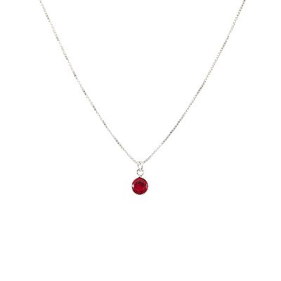 Colar Prata Feminino Ponto de Luz Rubi