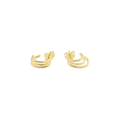 Brinco Ear Hook Triplo com 3 Filetes Lisos