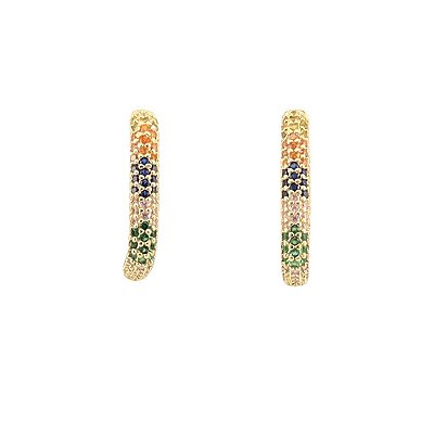 Ear Hook Dourado Zircônias Coloridas