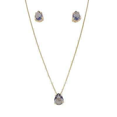 Conjunto de Colar e Brinco Gota Banhado a Ouro 18k