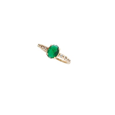 Anel Solitário Esmeralda Banhado a Ouro 18k