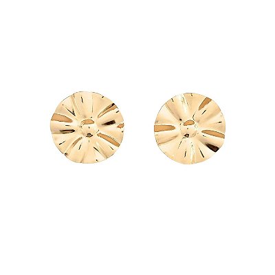 Brinco Orgânico Redondo com Relevos Banhado a Ouro 18k