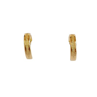 Brinco Argola com Detalhe Craquelado Banhado a Ouro 18k