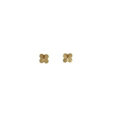 Brinco Trevo Dourado com Textura Banhado a Ouro 18k