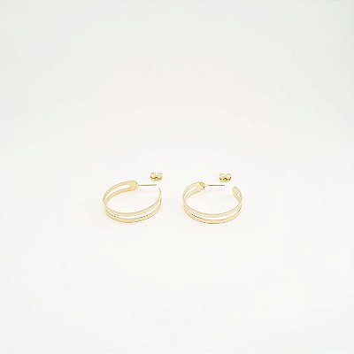 Brinco Meia Argola Aro Duplo Dourado