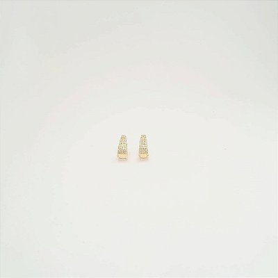 Brinco Argolinha Click Oval Cravejada com Zircônia Cristal