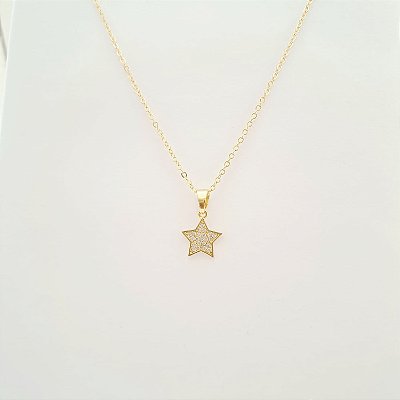 Gargantilha Estrela com Zircônia Cristal Banhada a Ouro 18k