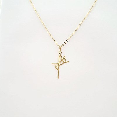 Colar Fé com Corrente Cadeadinho Banhado a Ouro 18k
