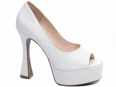 Sapato Meia Pata Feminina Napa Branco Torricella modelo 1.206A