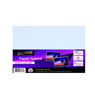 Papel Speed Sintético Teslin 1000 Laser A4 210x297mm Marpax 50fls Branco Marpax Cod 257948