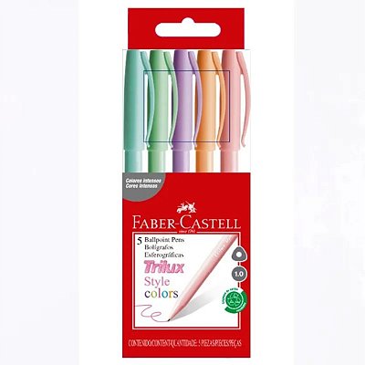 Kit Caneta Esferográfica Trilux Style Colors c/5 - Faber-Castell