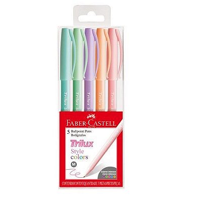 Caneta Esferográfica Trilux FABER-CASTELL Style Colors Pastel 5 Cores