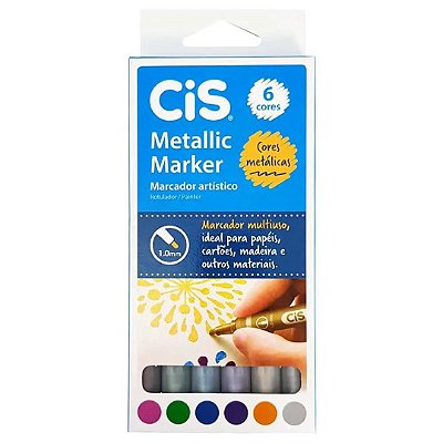 Marcador Artístico 6 Cores Metallic Marker CIS