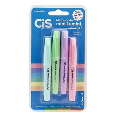 Mini Marca Texto Lumini Pastel c/ 4 unid - CIS