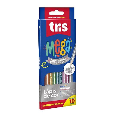 Lápis De Cor Mega Soft Color Tons Metálicos 10 Cores - Tris