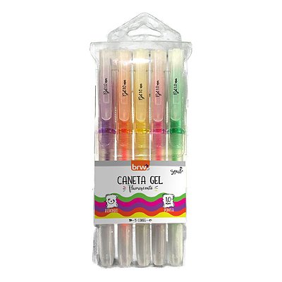 Caneta Gel Neon Fluorescente Kit c/5 - BRW