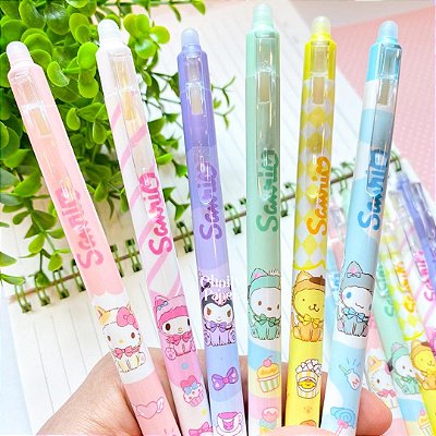 Caneta Apagável Retrátil Cute Baby Sanrio Grip Transparente - Tinta Azul