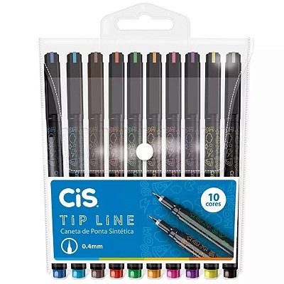 Caneta Fine Line Colorida Tip Line 0.4mm Kit c/8 - Cis