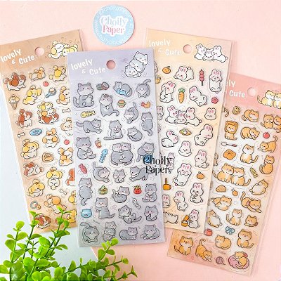 Cartela de Adesivos Fofo 3D- Lovely Cute