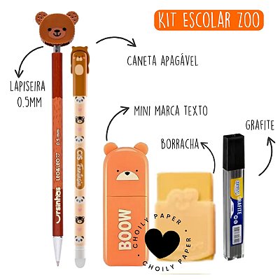 Kit Papelaria Fofa Zoo Fantasia