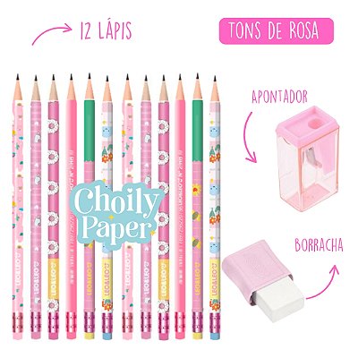 Kit Escolar 12 Lápis + Borracha + Apontador -  Leo&Leo
