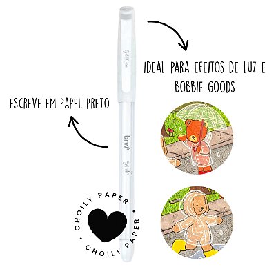 Caneta Gel Branca 0.8mm Tom Pastel - BRW