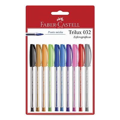 Kit Caneta Esferográfica Trilux 1.0 mm 0.32 c/ 10 Cores - Faber-Castell