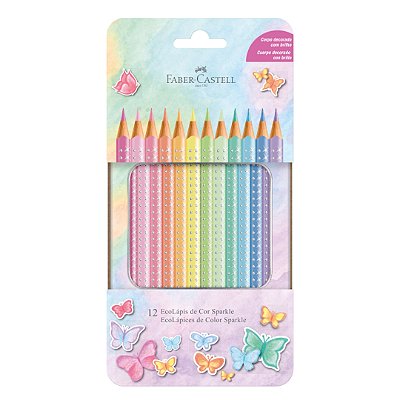 Ecolápis de Cor Sparkle com Lata Tons Pastel c/12 - Faber-Castell