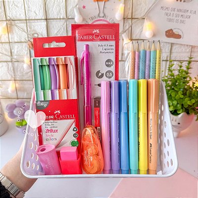 Kit Papelaria Pastel Faber-Castell Completo