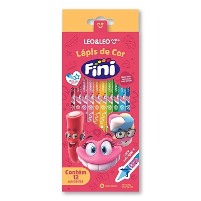 Lápis de Cor Triangular Estampado Fini c/ 12 - Léo&Léo