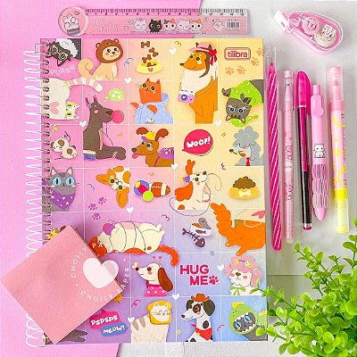 Kit Hug Me Gatinho Papelaria -9 Itens