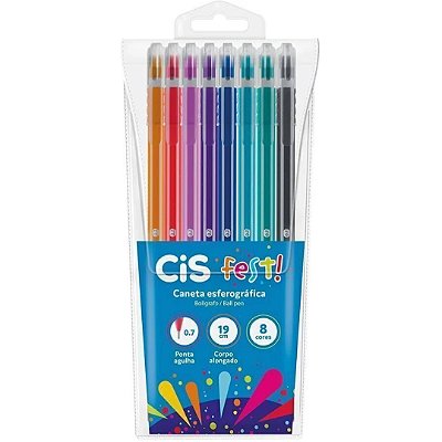 Caneta Esferográfica Fest 0.7mm c/8 Cores - CIS