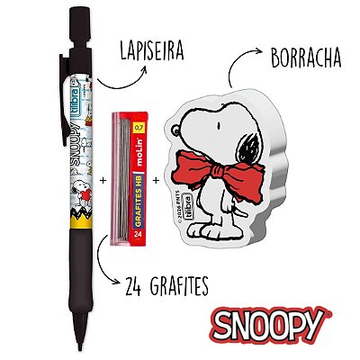 Kit Escolar Snoopy Lapiseira 0.7 + Borracha + Grafites - Tilibra