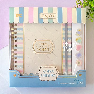 Caixa Criativa Caderno + Pins Enjoy - DAC