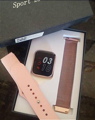 Relógio Smartwatch P90s Rose (Acompanha 2 pulseiras)