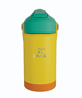 GARRAFA TÉRMICA KIDS GRAUZ AMARELA 350 ML COM TAMPA E CANUDO