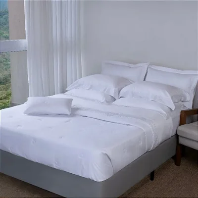 Colcha Cobre-Leito King Marken Fassi Milos | 300 Fios Egípcios | 100% Algodão | 3 Peças