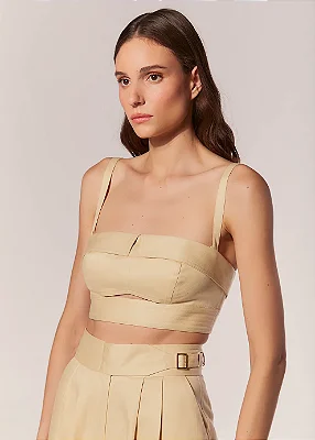 Top Curto Com Alcas Sopros Caqui