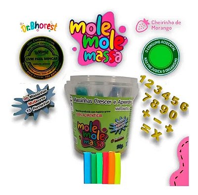 Massa Modelar 6 Massinhas 15 Forminhas Balde Alimentícia 90g