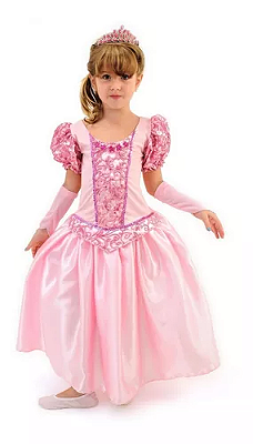Vestido de Luxo Infantil - Princesa Rosinha - Anjo Fantasias