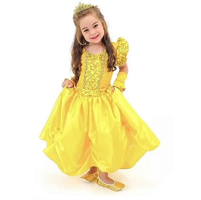 Vestido de Luxo Infantil - Princesa Belinha - Anjo Fantasias