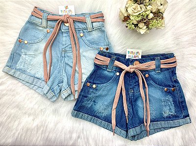 Shorts Jeans com cordão Rosê