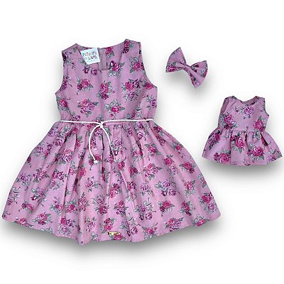 KIT Vestido Infantil + Vestido da Boneca - Rose