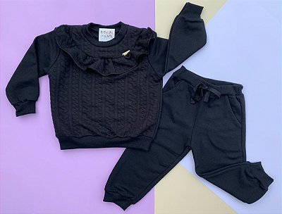 Conjunto Preto Matelassê Tricot