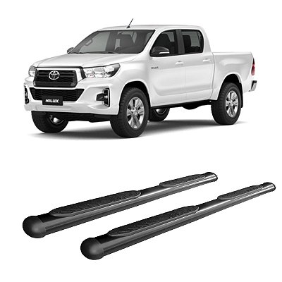 Estribo Hilux 2016 2017 2018 2019 Preto Cabine Dupla Oblongo