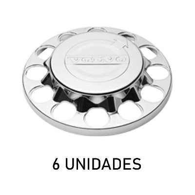 Sobre tampa do cubo da tração volvo fh/nh cromada 6 unidades