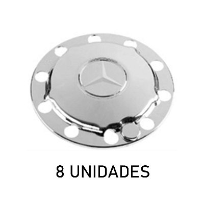 Sobre tampa do cubo da tração mb cromada 8 unidades