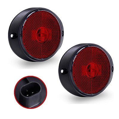 Lanterna Frontal Carreta 65 mm Led Bivolt Vermelha - 2 un.
