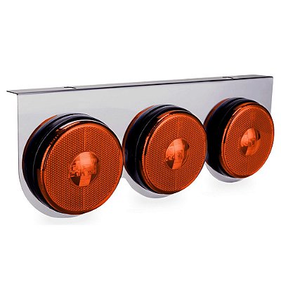 Lanterna 3 Marias Traseira Carreta Caminhão Led Âmbar 85 mm