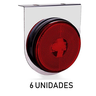 6 Lanterna Lateral Carreta Randon Bivolt Vermelha 3 Leds